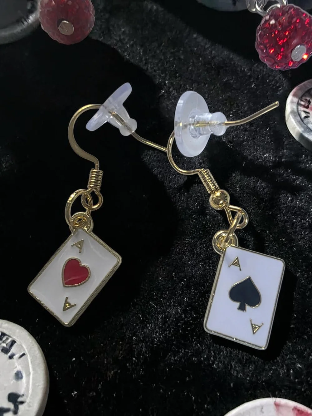 Ace of Hearts & Spades Playing Card Dangle Earrings